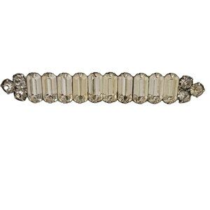 Silver Tone Clear Baguette Rhinestone Art Deco Bar Pin